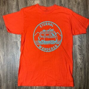 Bioworld Outdoor Orange Graphic T-Shirt with Blue Design
